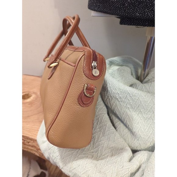 Liz Claiborne Handbag Small Brown Leather Doctor Style Tote  Logo Vintage * - Picture 5 of 6